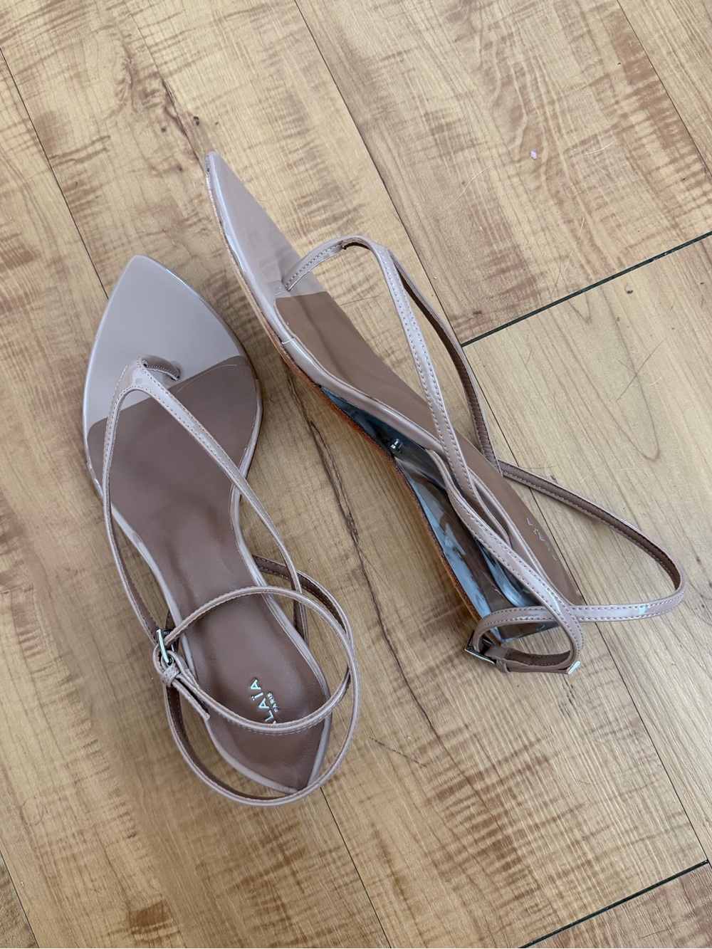 Luxury Nude Thong Pointed Toe Ankle Strappy Heels Sandals